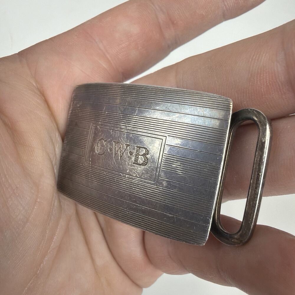 Vintage Tiffany & Co 925 Monogram CWB Calfskin Belt Buckle